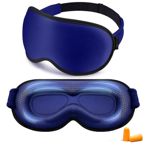 Weighted Eye Mask for Sleeping, Blackout Sleep Mask, Lash-Friendly Deep Eye Cups, Spring Break Essential, Navy Blue