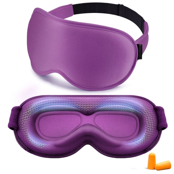 Weighted Eye Mask for Sleeping, Deep Eye Cups, Adjustable Strap, Daily Relaxation Essential, Purple