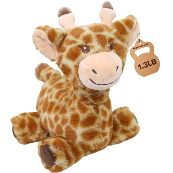 Weighted Giraffe Stuffed Animal, Microwavable Plush Toy, 1.3lb Heatable Lying Giraffe Plush with Maifan Stone, Soft Cute Giraffe Plush for Kids Adults, 10 Inch