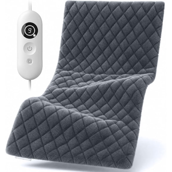Weighted Heating Pad, 17''x 33'' Electric Heating Pad for Back, Fast Heating with ATC Technology, Upgraded 9 Heat Settings & 6 Timer, Soft Plush Extra Large Heat Pad for Shoulder/Neck/Knee/Arms/Legs