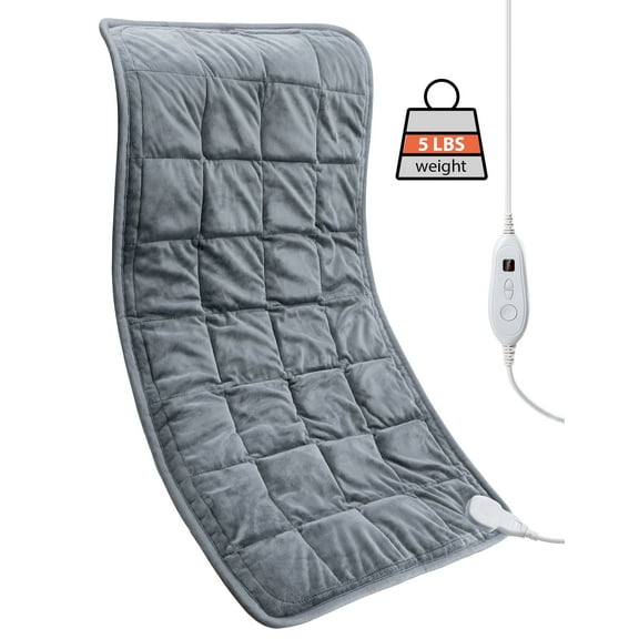 Weighted Heating Pad 17''x 33" XXXL Electric Heating Pad for Back Fatigue Relief, 5LBS with 6 Heat Settings 2H Auto-Off Heat Pad for Shoulder Arms Legs Cramps Washable