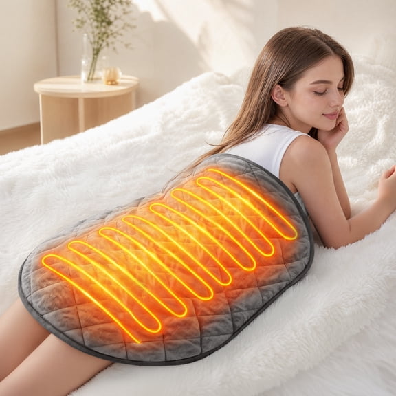 Weighted Heating Pad 30''x 25" XXXL Electric Heating Blanket for Back Relief, 6LBS with 6 Heat Settings 2H Auto-Off Heat Pad for Shoulder Arms Legs Cramps Washable