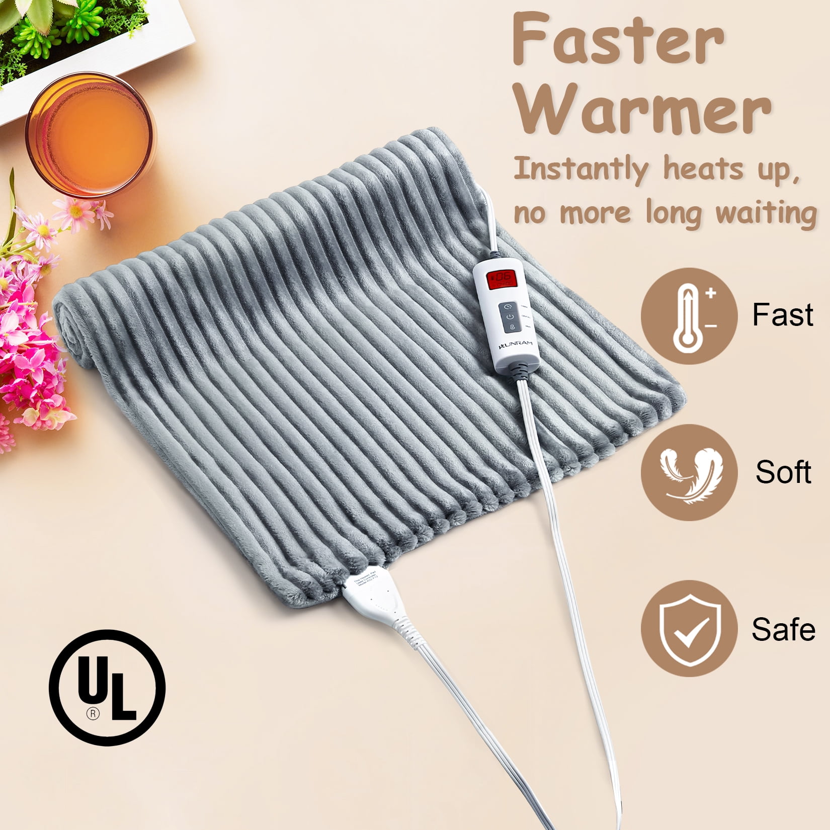 Weighted Heating Pad, Electric Heating Pad for Back Pain Relief with 6