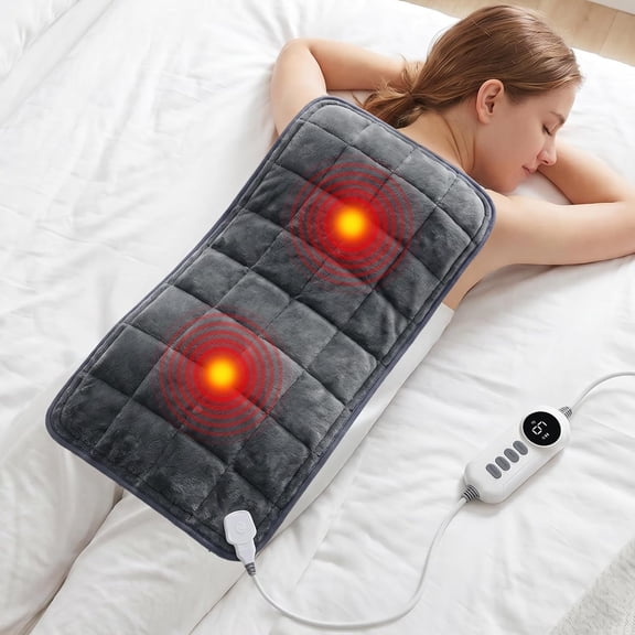 Weighted Heating Pad with Massaging Vibrations, FSA Vibrating Heating Pad | FSA Eligible HSA,12" x 24" XL Heating Pad, 6 Heat Settings & 4 Massage Modes, Heating Pad with Massager for Back & Shoulder