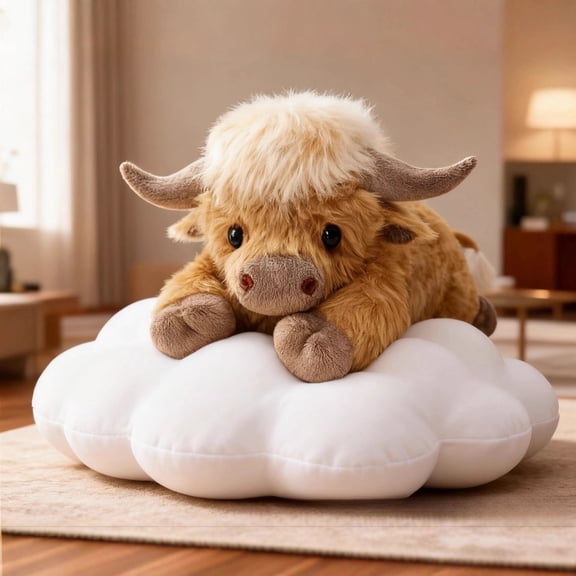 Weighted Highland Cow Plush Toy, Soft Stuffed Animal with Calming Weight, Cute Cow Plush Pillow for Kids & Adults, Cozy Weighted Plush Toy, Stress Relief Gift
