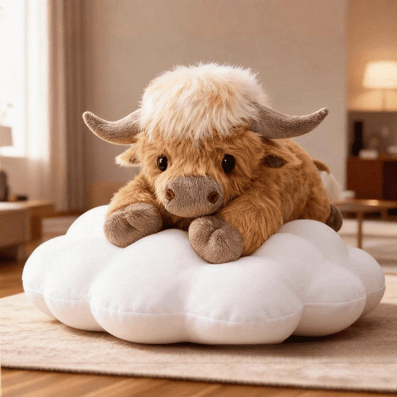 Weighted Highland Cow Plush Toy, Cute Cow Stuffed Animal Plush Pillow with Calming Weight, Soft Cozy Plush for Kids Adults, Stress Relief Comfort Gift