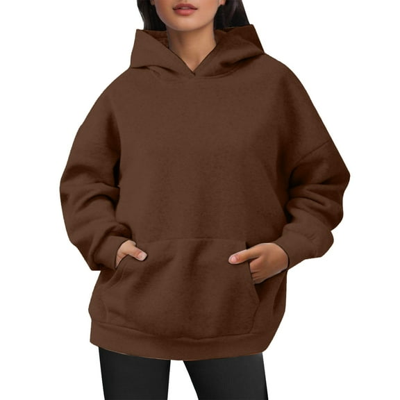 Weighted Hoodie Summer Fall Plus Size Pullover Hoodies For Women Long Sleeve Crew Neck Sweatshirts Casual Oversized Trendy Tops Women Sweatshirts With Pocket
