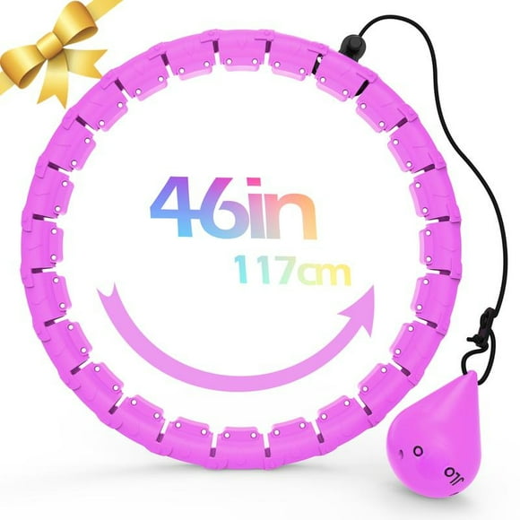 Weighted Hula Circle for Adults , Infinity Fitness Hoop Plus Size 47 Inch, 24 Knots Detachable Pilates Ring, Adjustable Weight Auto-Spinning Ball Non-Falling Hulahoops Home Exercise