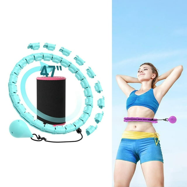 Weighted Hula Circle for Adults, Infinity Hoop Fit Plus Size 47 Inch/120cm, Include 24 Detachable Links and Waist Trainer for Women, Gym Accessories, Home Workout Equipment, Gym Equipment