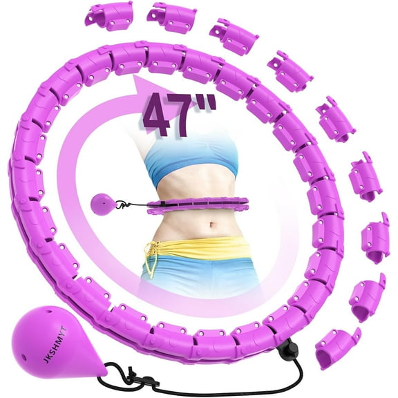 Weighted Hula Circle Hoops for Adults Weight Loss, Infinity Fitness Hoop Plus Size 47 Inch, 24 Detachable Links, Exercise Hoop Suitable for Women and Beginners WWSOGQH