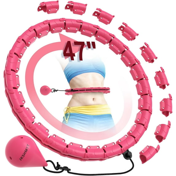 Weighted Hula Circle Hoops for Adults Weight Loss, Infinity Fitness Hoop Plus Size 47 Inch, 24 Detachable Links, Exercise Hoop Suitable for Women and Beginners