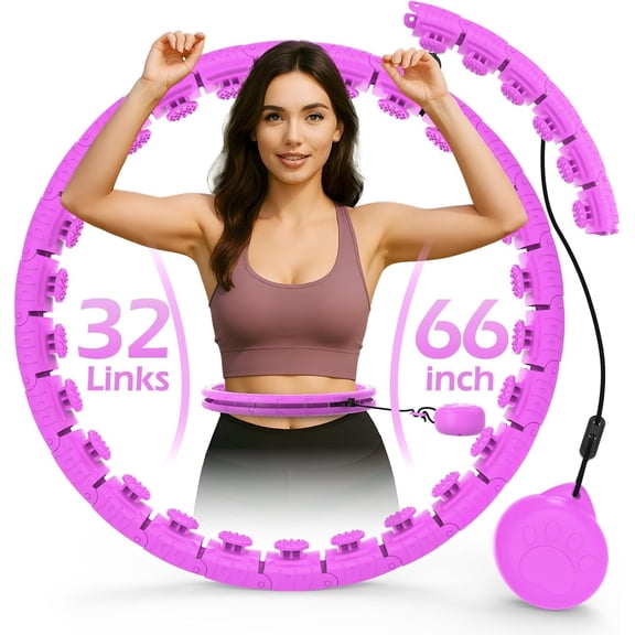 Weighted Hula Circle with 26/32 Links(56-66 Inch) for Adults Weight Loss, Infinity Fitness Hoop Plus Size, for Women Smart Exercise Equipment WWSOGQH