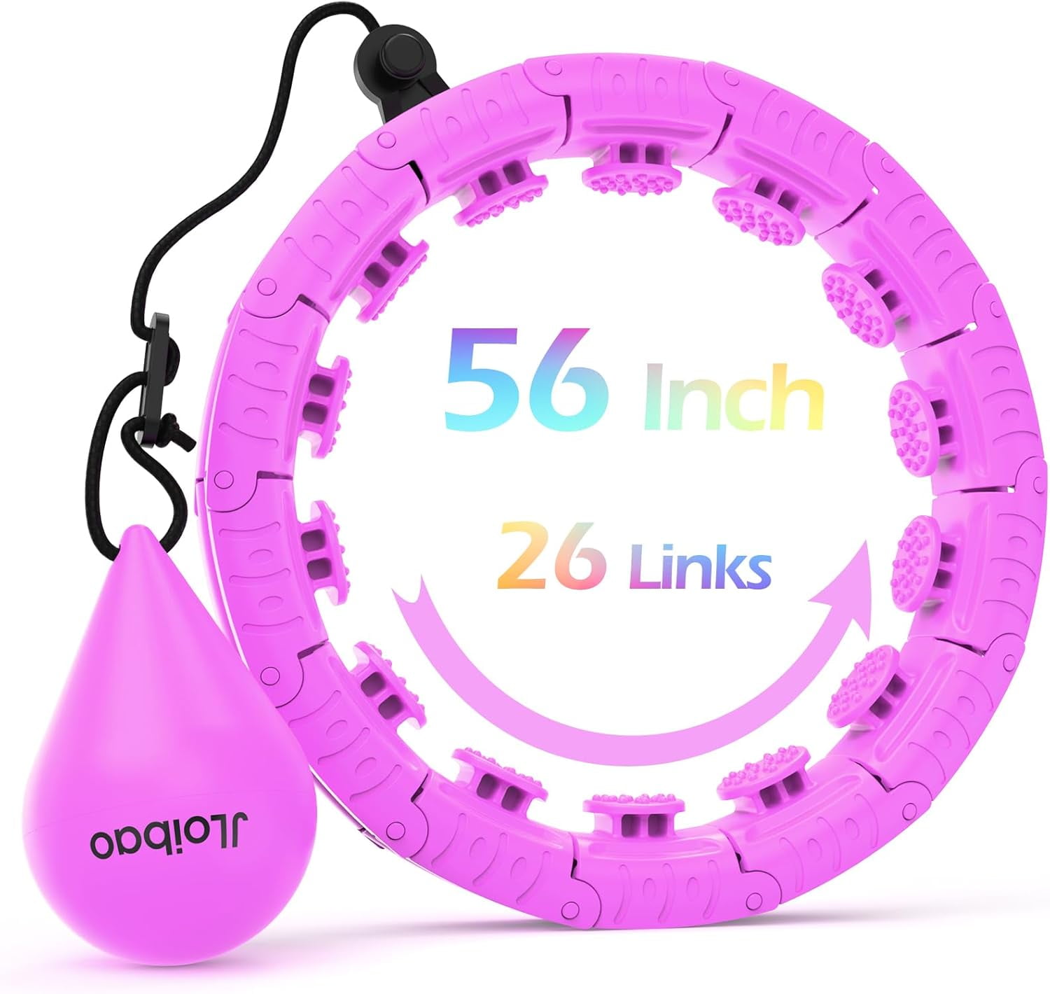 Weighted Hula Circle with 26 Links(56 Inch) for Adults Weight Loss, Infinity Fitness Hoop Plus Size, for Women Smart Exercise Equipment