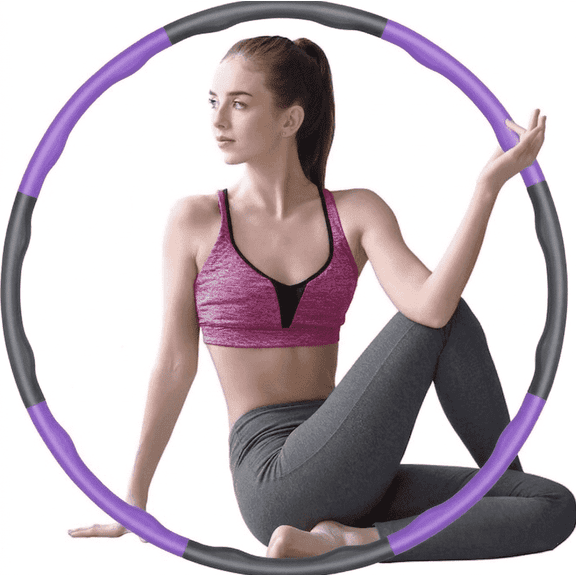 Weighted Hula Hoop for Adults Weight Loss, Workout Equipment for Home Gym, Exercise Hula Hoop with 8 Detachable Sections-(Purple/Gray)