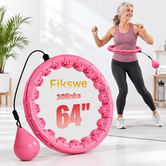 Weighted Infinity Fitness Hoop for Adults, 30-Pink, Adjustable Home Exercise Hoop