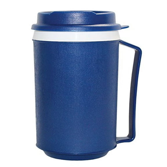 Weighted Insulated Mug with Tumbler Lid. 5.5 Inches Tall x 3.25 Inches Wide. Holds (12oz) Blue