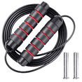 thumbnail image 1 of Weighted Jump Rope, Foam Handle Corded Fit Fat Burning Aerobic Endurance Training For Men Women Kid - red black, 1 of 5
