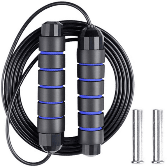 Weighted Jump Rope - For Fitness , Cardio, Boxing , Crossfit, Endurance Training, Jumping Exercise. - blue black