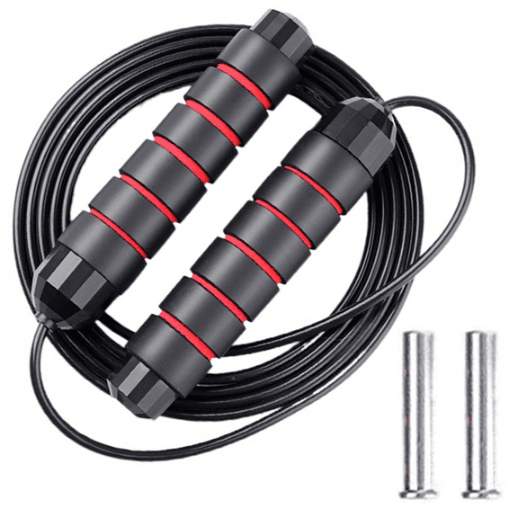 Weighted Jump Rope - For fitness , cardio, boxing , endurance training, Jumping Exercise. - red black