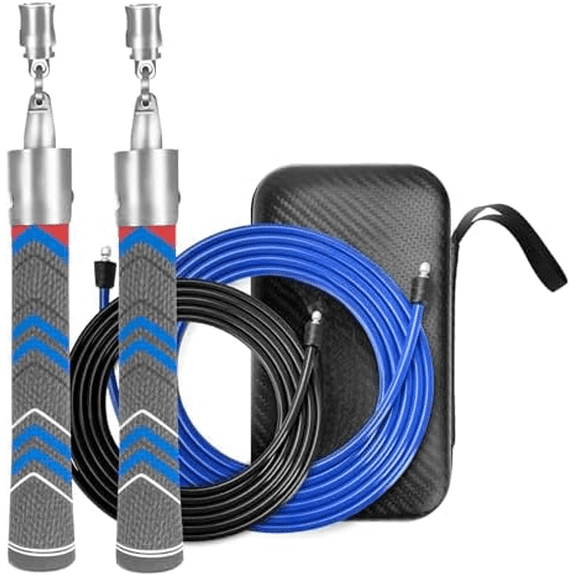 Weighted Jump Rope for Men Women with 110"&102" Abrasion-resistant Cable, =6mm Crossropes jump rope with Rubber Grip,360 Degree Spin,Tangle Free,Suitable for Fitness Cardio,Boxing & Workout
