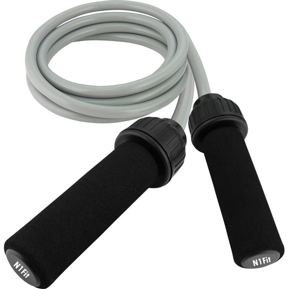Weighted Jump Rope Workout (1LB) - Tangle-Free Ball Bearing Speed Skipping Rope for MMA Boxing Weight-loss Crossfit Fitness Home Exercise - Adjustable Rope Foam Handles for Men Women Cardio Training