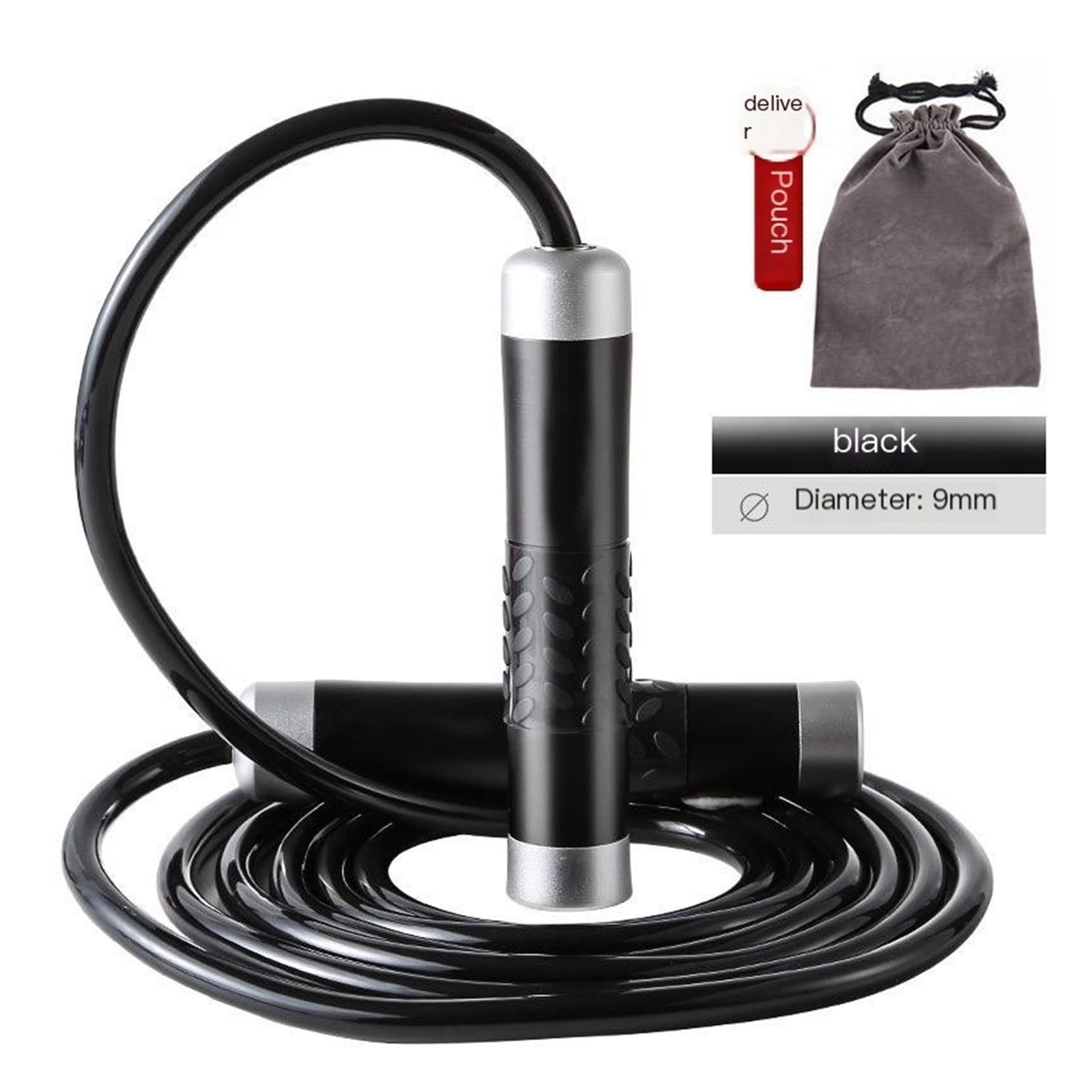 Weighted Jump Rope for Workout Fitness Tangle-Free Ball Bearing Rapid Speed Skipping MMA Boxing Weight-loss,Aluminum Handle Adjustable Length 9MM Solid PVC