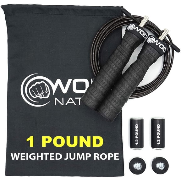Weighted Jump Rope for Women & Men - 1 Pound (1LB) Adjustable Heavy Speed Handles with Removable Weights 4Crossfit, Cross Training, Boxing.