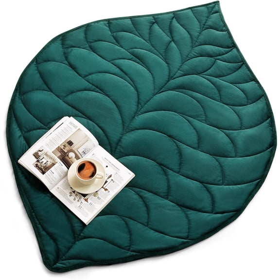 Weighted Lap Blanket for Adults, 7 lbs 41" x 53", Leaf Pattern, Green | Washable Weighted Blankets, Small Portable Blanket for Relaxation, Cozy Luxury Crystal Velvet All-Season Heavy Blanket