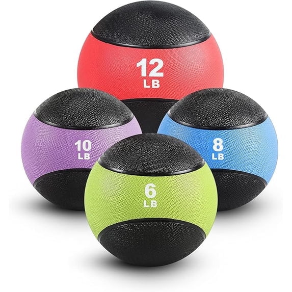 Weighted Medicine Ball - Non-Slip Rubber Shell & Dual Texture Grip - Workout Exercise Ball for Core Strength, Balance Training, Coordination Fitness - Multiple Weights & Colors