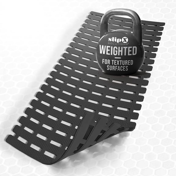 Weighted Non Slip Bath Mat for Textured Tub and Shower Surfaces 31 in x 15 in Black