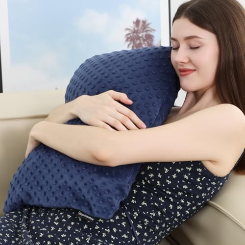 Weighted Pillow, 6.6lbs 20 * 12 Inch Tactile Sensory Huggable Lap Pillows with Machine Washable Cover, Chemical-Free Fabric, Better Sleep on Couch (Navy)