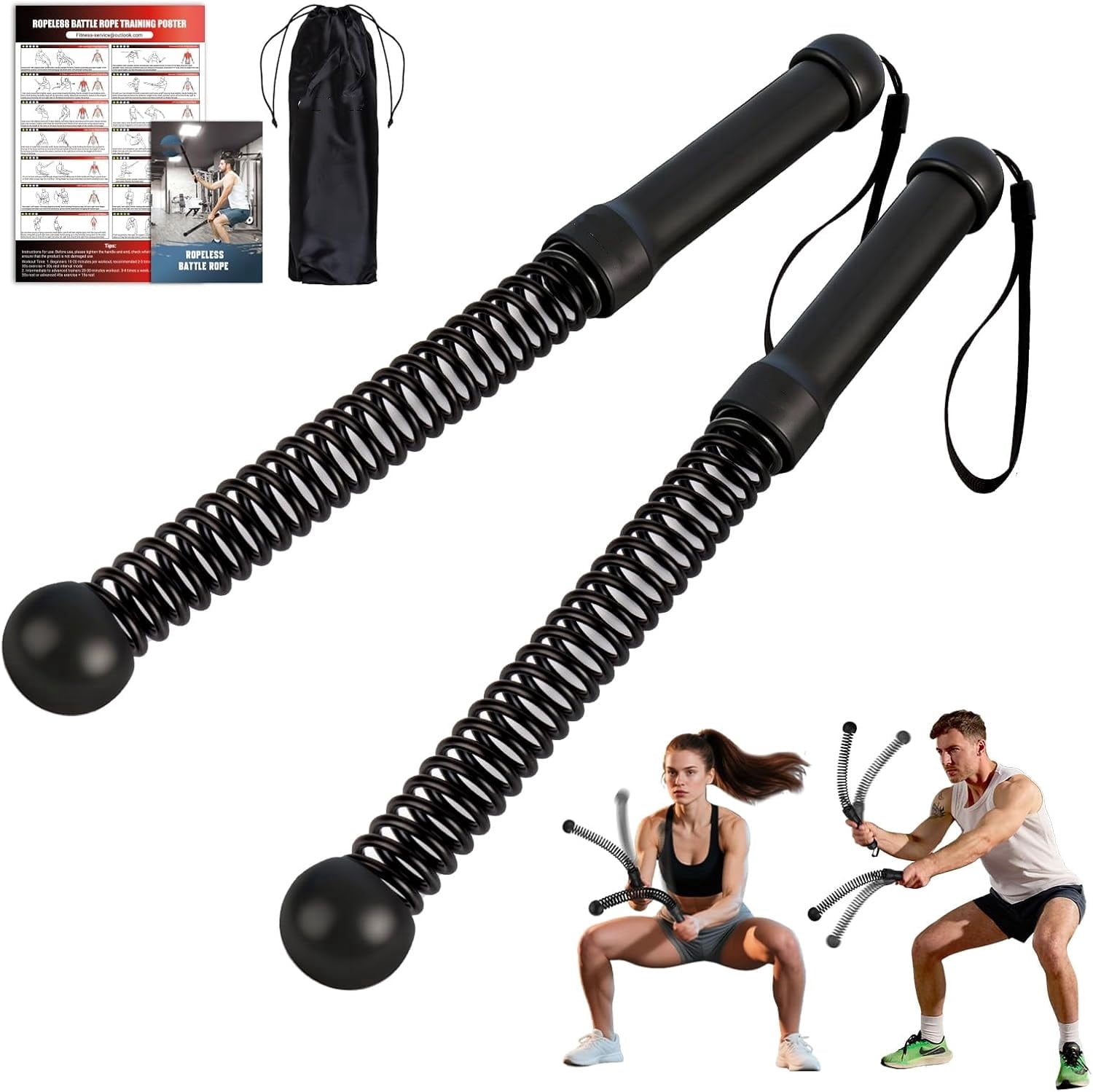 Training Ropeless Weighted Ropeless Battle Ropes, Heavy Duty Portable Cordless Battle ...