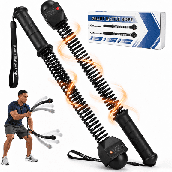KOYMISKU Smart Ropeless Battle Ropes, 18.5 in Cordless Battle Ropes for Home Gym, Black