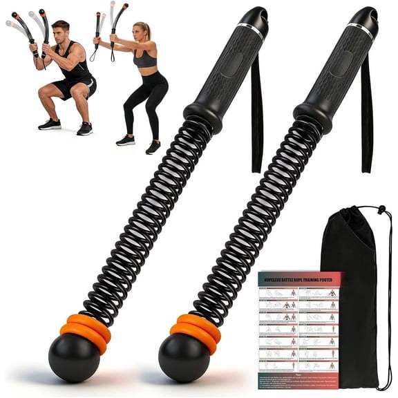 Weighted Ropeless  Ropes Adjustable Weight - Portable Cordless  Ropes for  Gym with Workout Poster, Strength Building, HIIT & Low- Cardio  for Men & Women (Black)