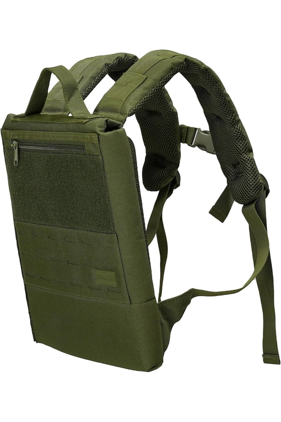 Weighted Rucking Backpack with Side-Loading Design for Walking Running and Training Green, Large, Daypack Style, 2-Liter Capacity, Lightweight 600D Polyester