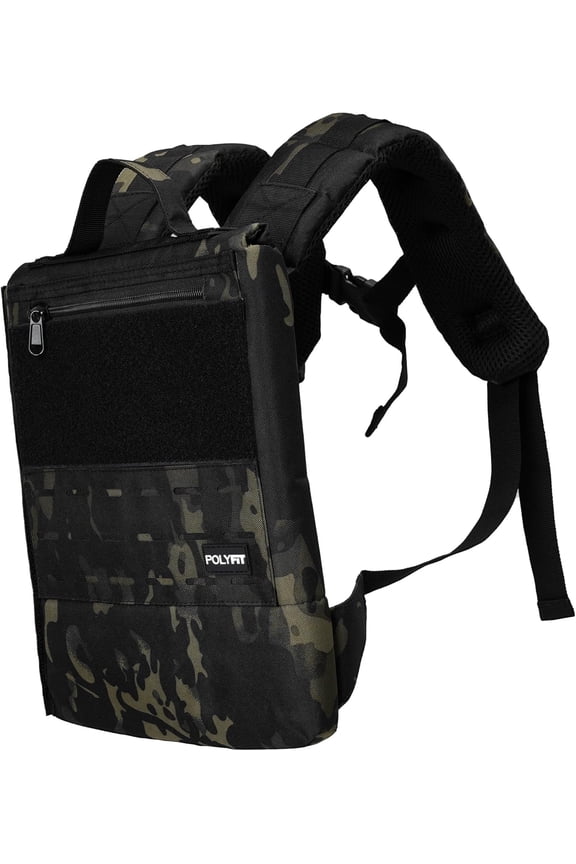 Weighted Rucking Backpack with Side-Loading Design for Walking Running and Training Black Camo, Large, 2L, 40 lb Capacity