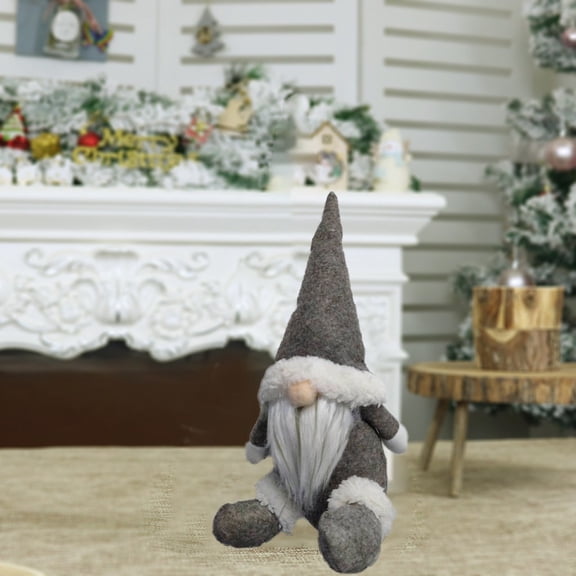 Weighted Santa Claus Doll - Handmade Christmas Table Decor with Bendable Arms Wool Beard Festive Home Accent Gift(Gray)