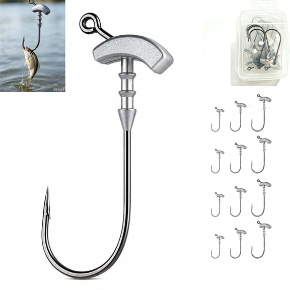 Weighted Sea Urchin Bait Hooks,12Pcs Barbed Bait Keeper,3 Sizes 1/0 4/0 5/0,Sharp Fishing Hooks,Tackle for Soft Plastics & Bass Fishing