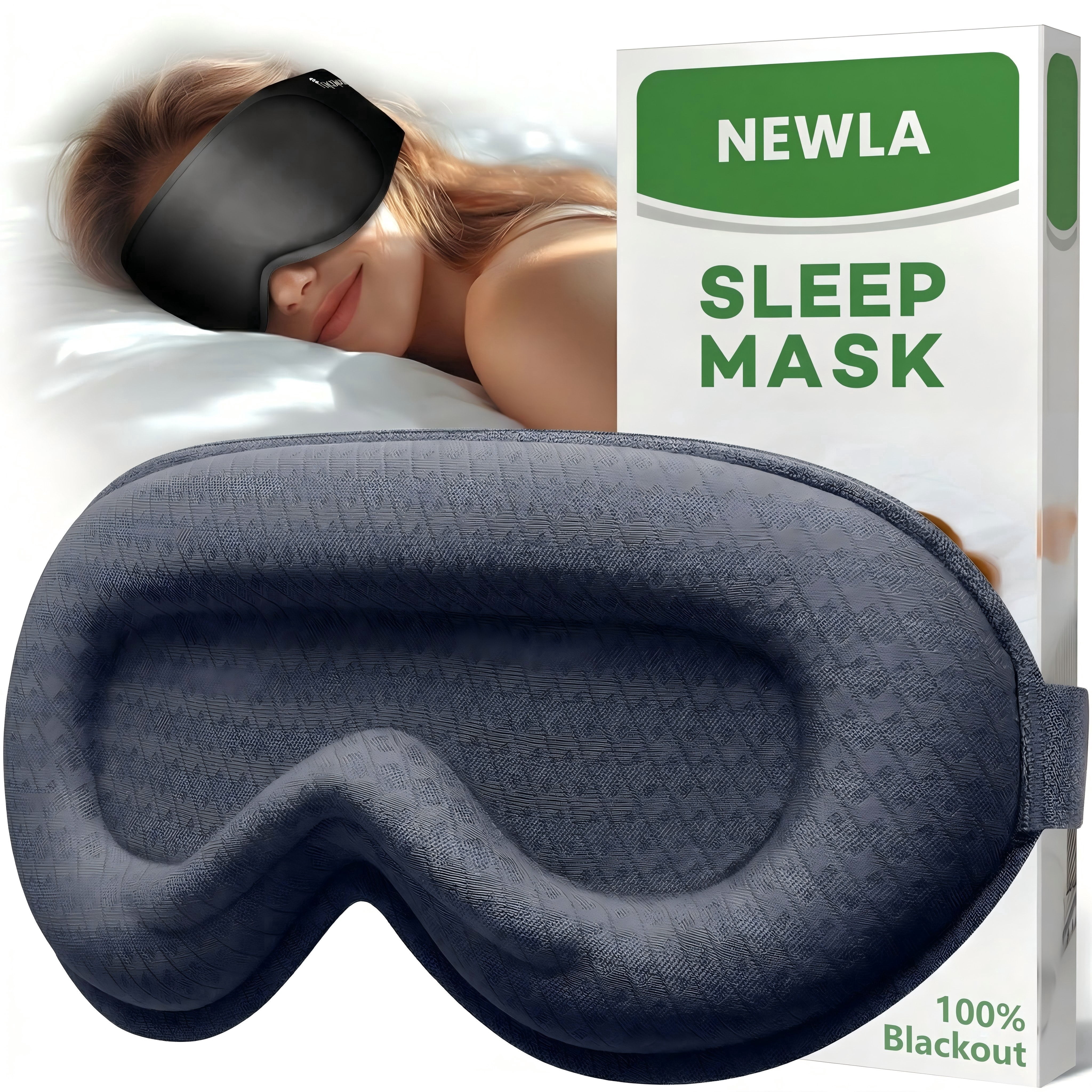Weighted Sleep Mask, Blackout Eye Cover for Sleeping, 3D Contoured Lash-Friendly Design, Soft Memory Foam Padding, Full Coverage Strap for Side Sleepers, Office Nap, Travel, for Women and Men