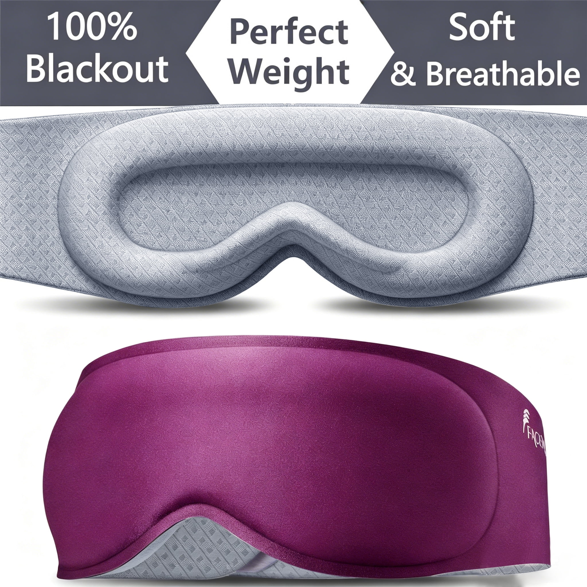 Weighted Sleep Mask, Eye Mask for Sleeping for Travel, 100% Blackout Design, 3D Contoured Zero Eye Pressure Fit, Soft Fabric, Full Coverage Strap, for Women and Men