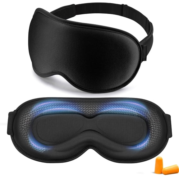 Weighted Sleep Mask, Lash-Friendly Blackout Eye Mask, Deep Eye Cups, Adjustable Strap, Black