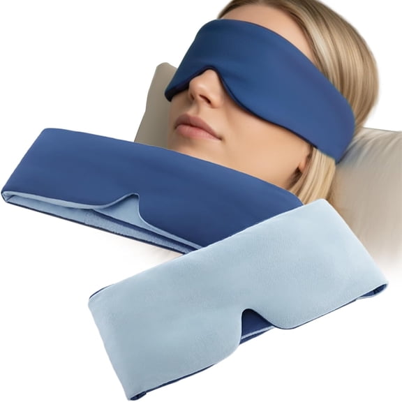 Weighted Sleep Mask for Women Men, Gentle Pressure Eye Mask with Reversible Warm Velvet & Cooling Ice Silk Sides, Light Blocking Blindfold for Deep Sleep, Travel & Naps (Blue)