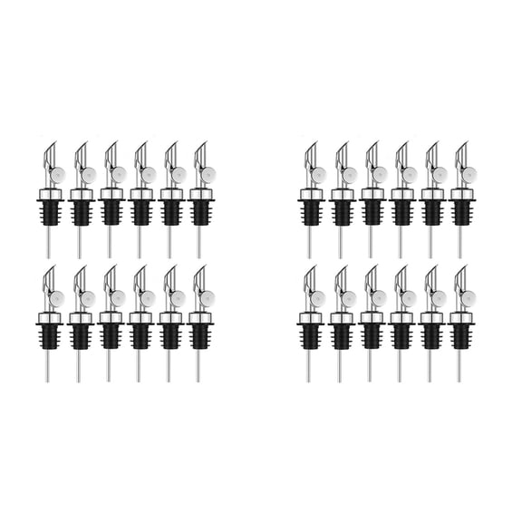 Weighted Stainless Steel Pourers Olive Oil Dispenser Spout Liquor Bottles Pourers Auto Flip Oil Dispenser (Silver,24Pcs)
