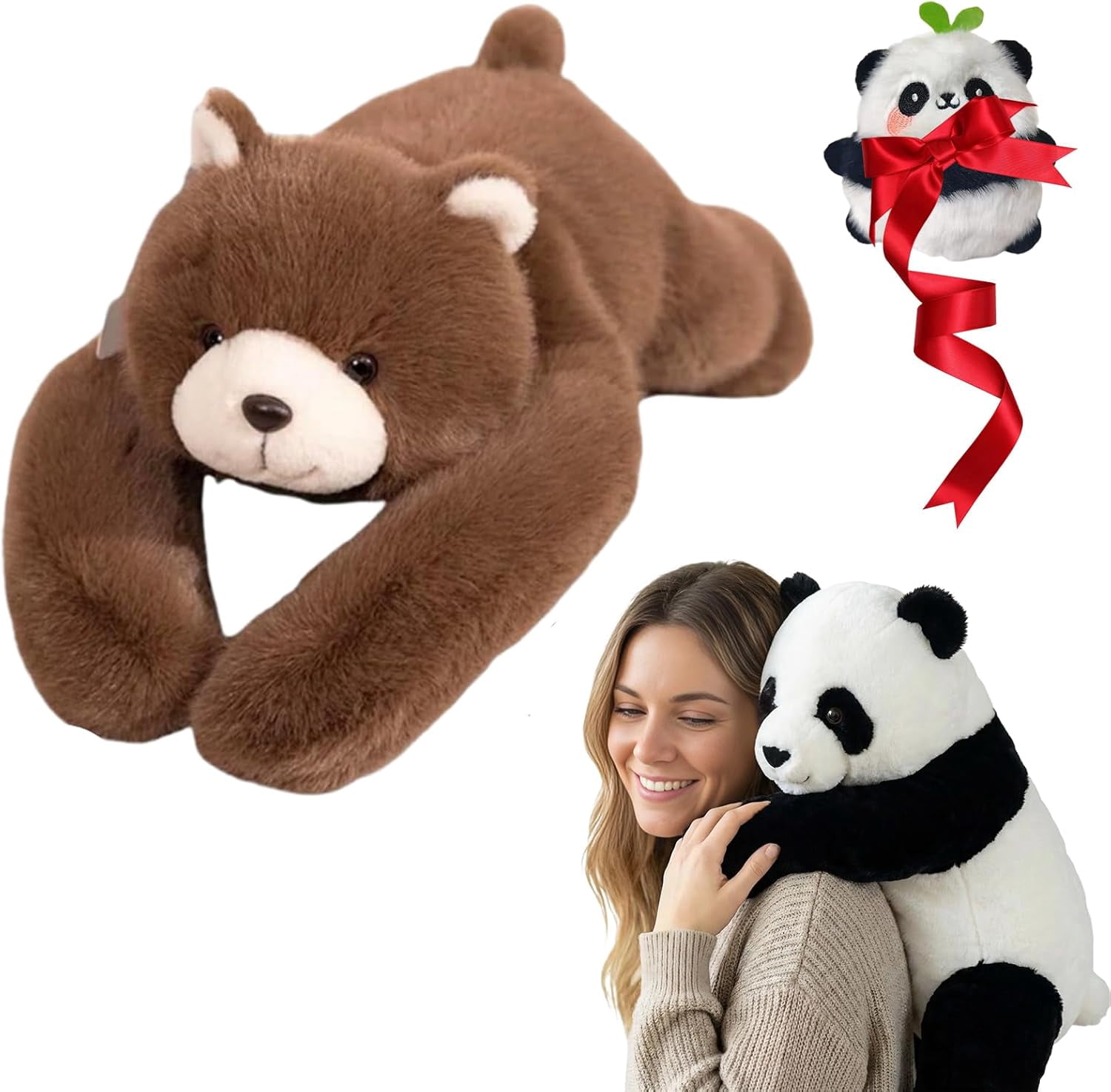 Weighted Stuffed Animal – Panda, Sloth, Bear, Koala, Raccoon & Dinosaur Plushie with Extra-Long Hugging Arms, Soft Huggable Stuffed Animal for Comfort (Panda, 25.6")