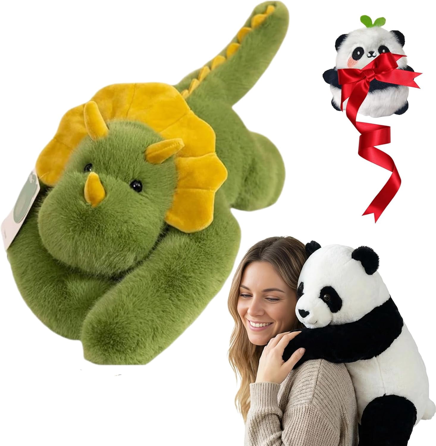 Weighted Stuffed Animal – Panda, Sloth, Bear, Koala, Raccoon & Dinosaur Plushie with Extra-Long Hugging Arms, Soft Huggable Stuffed Animal for Comfort (Panda, 25.6")