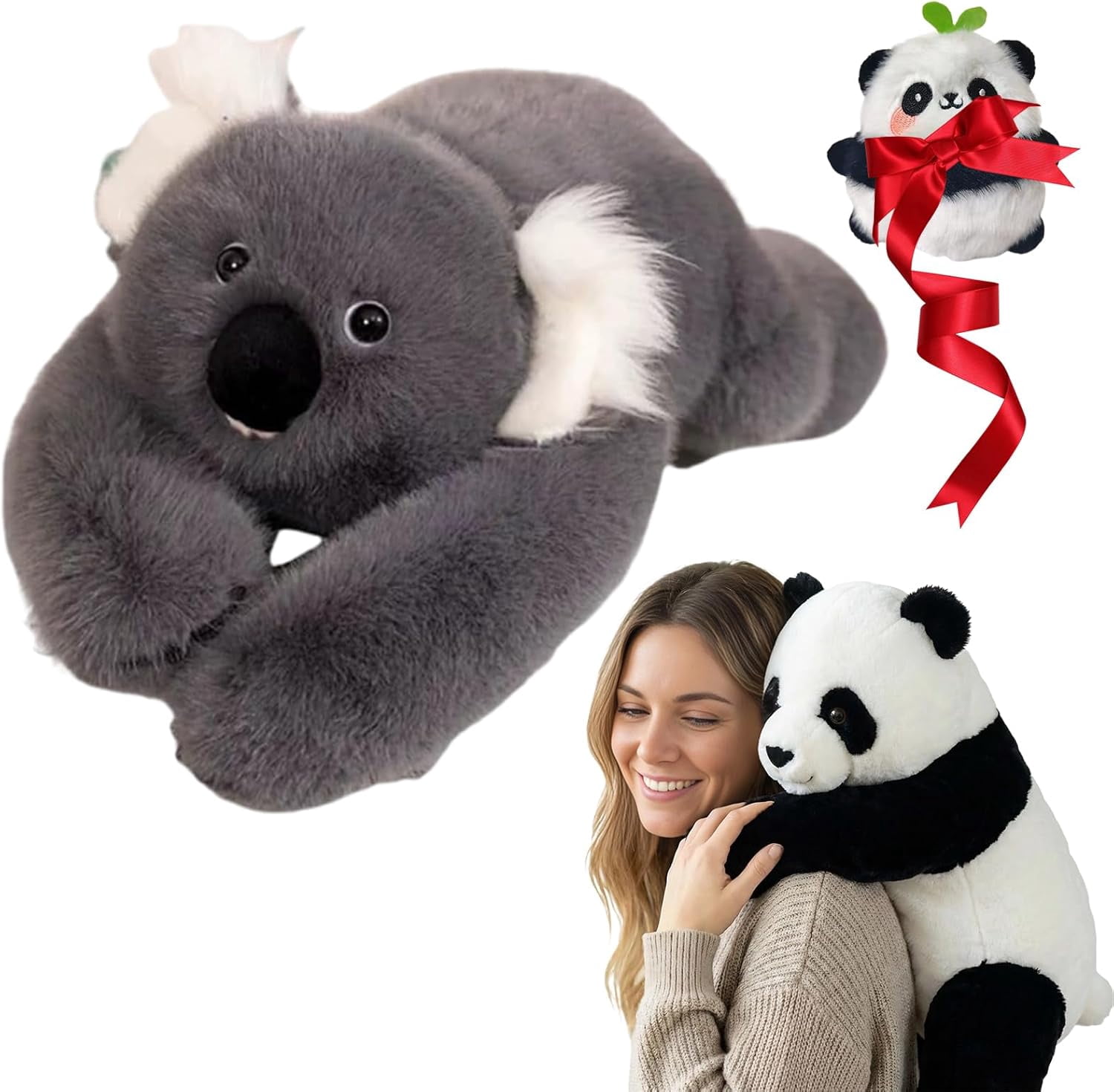 Weighted Stuffed Animal – Panda, Sloth, Bear, Koala, Raccoon & Dinosaur Plushie with Extra-Long Hugging Arms, Soft Huggable Stuffed Animal for Comfort (Panda, 25.6")