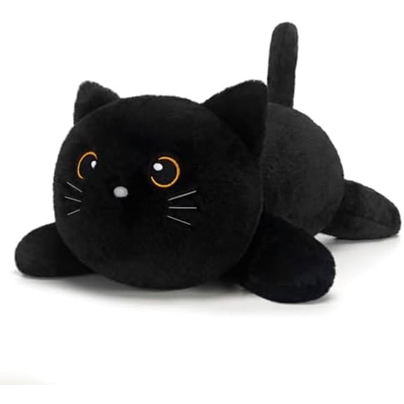 Weighted Stuffed Animals Black Cat, Weighted Black Cat Plush, Plushies for Cozy Comfort, Soft Black Cat Pillow Toy for Kids Adults, Christmas & Valentines Gift 9.8 Inch, 0.8 Lb