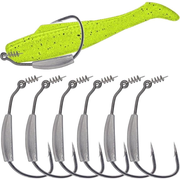Weighted-Swimbait-Hooks-Jig-Heads-Soft Plastic Worm Fishing Hooks 3/0 4/0 5/0 6 Pack