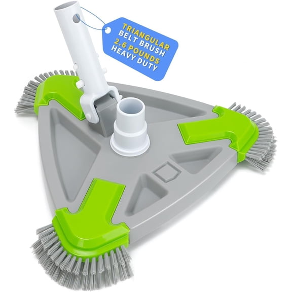 Weighted Triangular Pool Vacuum with Side Brushes, 13.5" Manual Pool Cleaner , Fit for 1.25" & 1.5" Hose, Cleaning for Above Ground & Inground Swimming Pools, Vinyl Liner Floor, Step, Corner