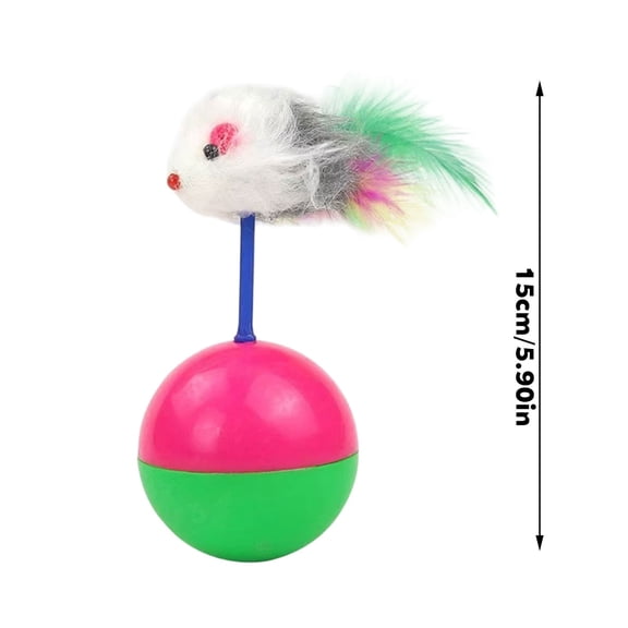 Weighted Tumbler Mouse Teaser for Cats, Interactive Feather Mouse Toy with Stability Base, Engaging Indoor Pet Exercise Toy for Chasing and Hunting